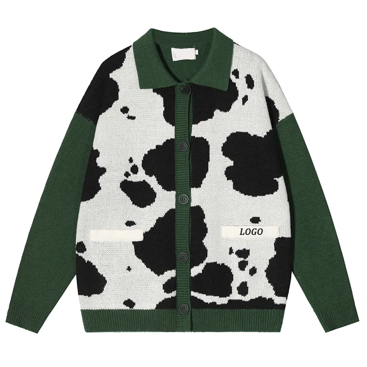 custom-oversized-cow-print-cardigan-green