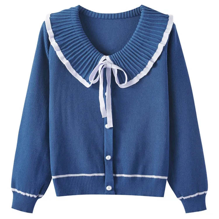 custom-pleated-peter-pan-collar-cardigan-sweater-blue