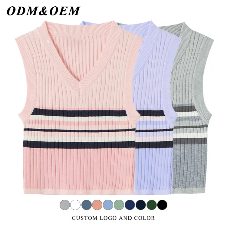custom-preppy-striped-ribbed-knit-vest