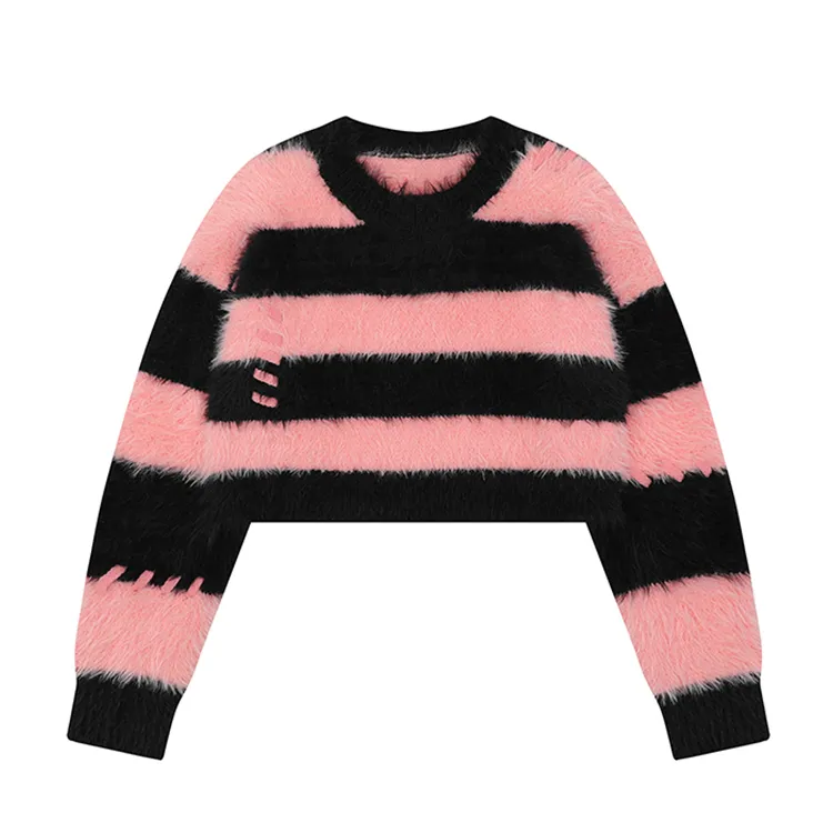 custom-striped-fuzzy-cropped-pullover-sweater-pink