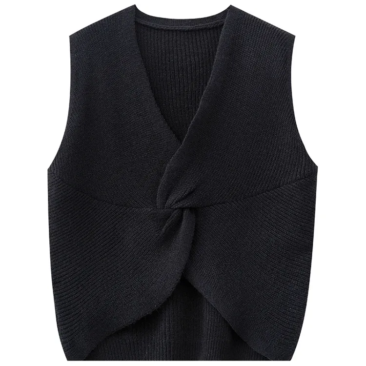custom-twist-front-ribbed-knit-vest-black