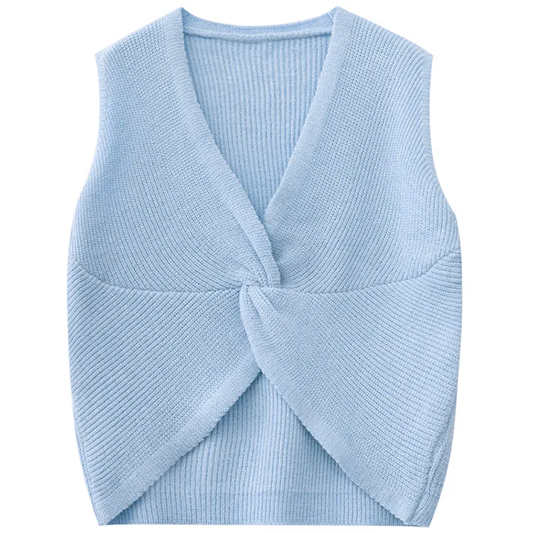 custom-twist-front-ribbed-knit-vest-blue
