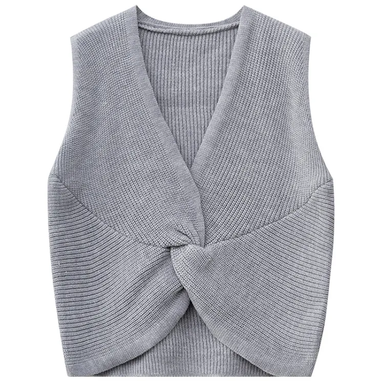 custom-twist-front-ribbed-knit-vest-grey