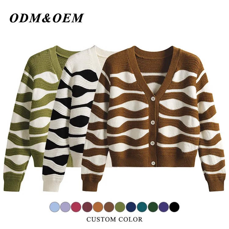 custom-wavy-jacquard-knit-cardigan-v-neck-sweater