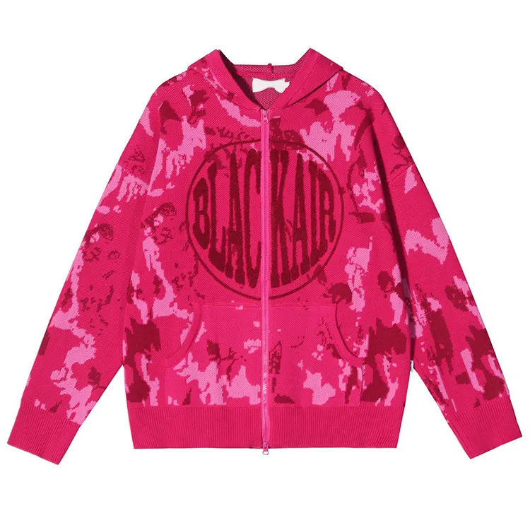 custom-camo-graphic-zip-up-knit-jacket-pink