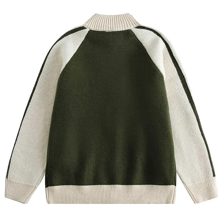custom-color-block-raglan-knit-jacket-green-back