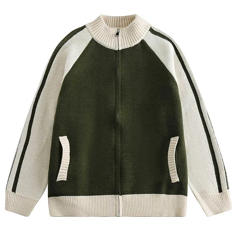 custom-color-block-raglan-knit-jacket-green