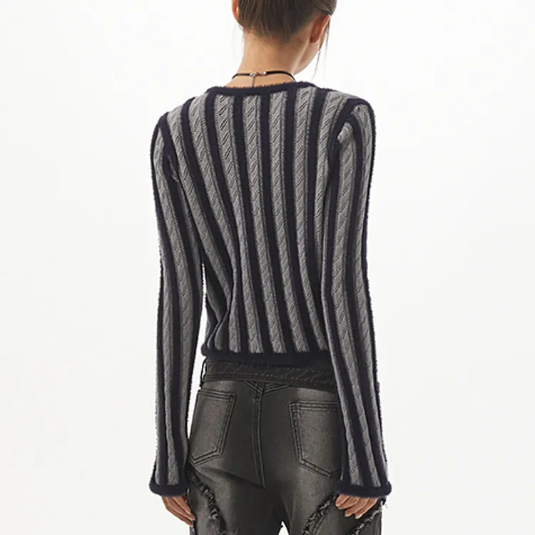 custom-fuzzy-striped-zip-up-knit-jacket-model-showcase-grey-back