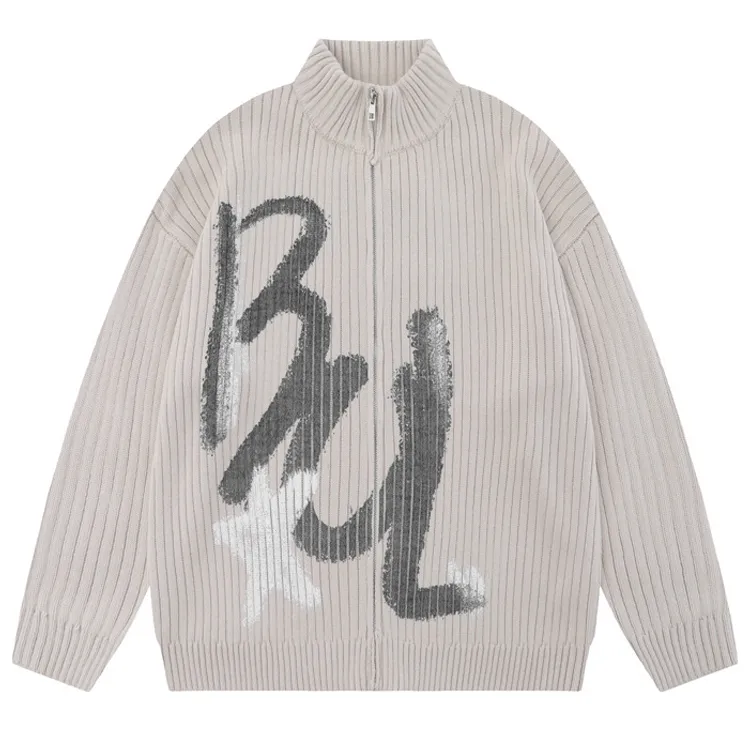 custom-graphic-ribbed-zip-up-knit-jacket-white