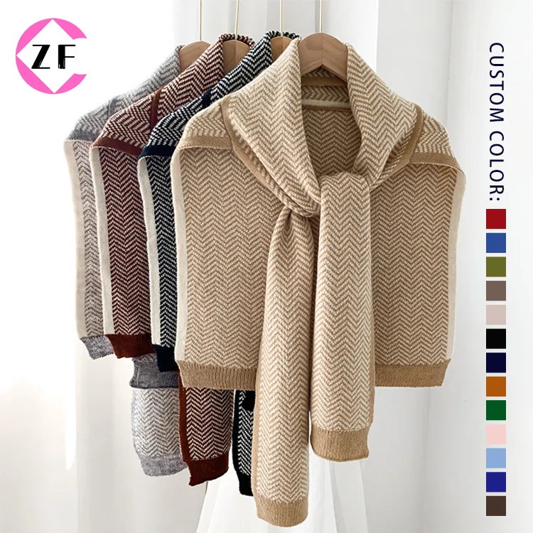 custom-herringbone-jacquard-knit-poncho-scarf