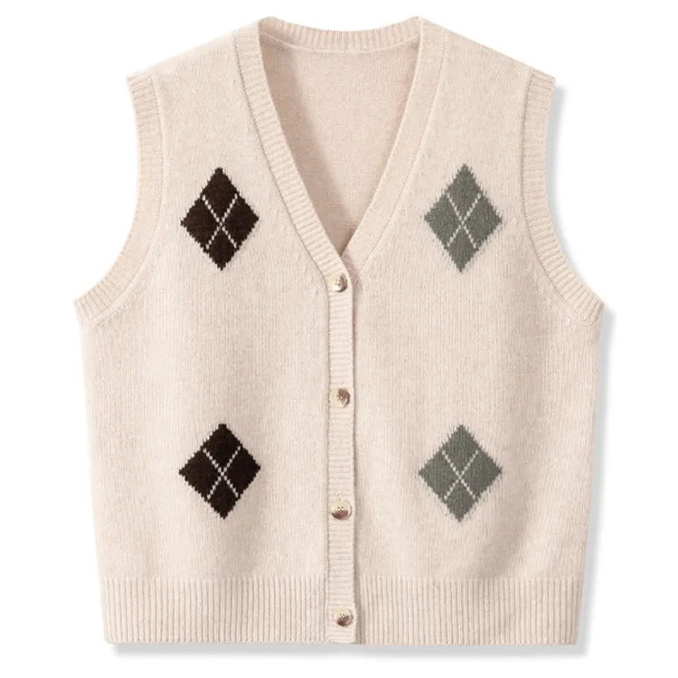 custom-minimalist-argyle-cardigan-vest-beige