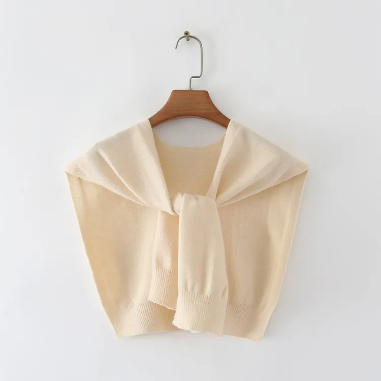 custom-minimalist-knit-poncho-scarf-wrap-beige