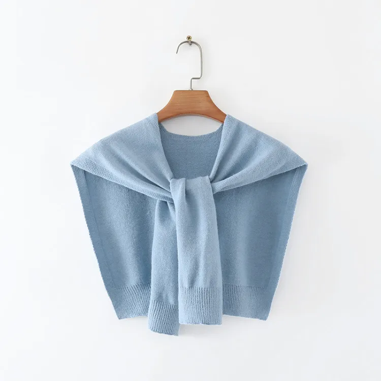custom-minimalist-knit-poncho-scarf-wrap-blue