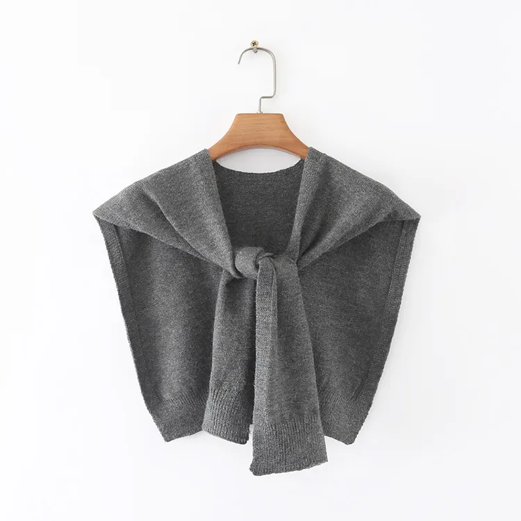 custom-minimalist-knit-poncho-scarf-wrap-grey