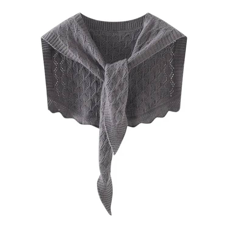 custom-openwork-cable-knit-poncho-shawl-grey