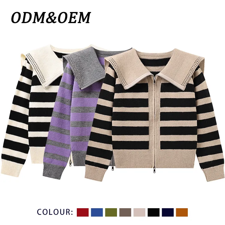 custom-striped-sailor-collar-zip-up-knit-jacket