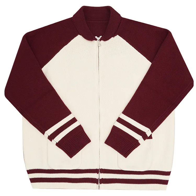 custom-varsity-color-block-zip-up-knit-jacket-red