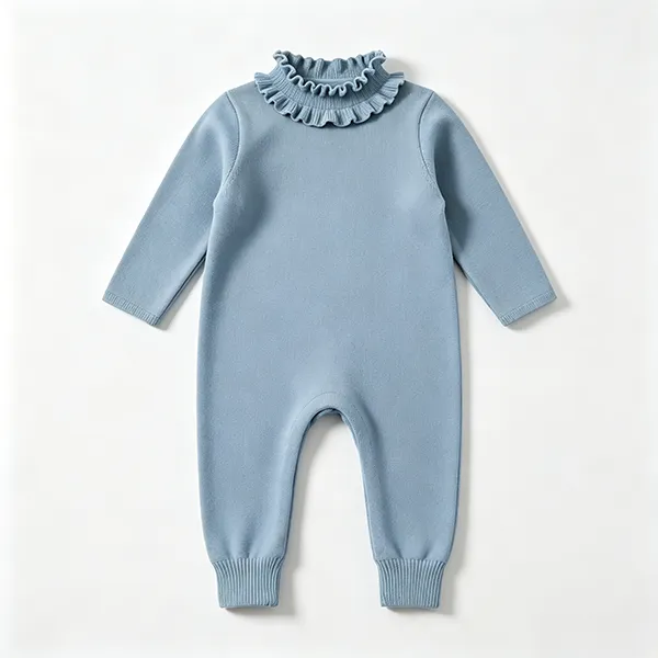 custom-oem-infant-ruffled-neck-romper-jumpsuit-blue