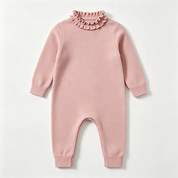 custom-oem-infant-ruffled-neck-romper-jumpsuit-pink