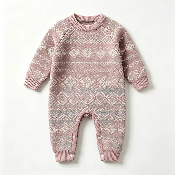 fair-isle-jacquard-baby-romper-raglan-sleeve-pink