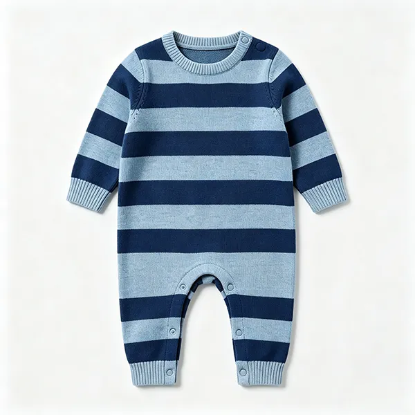 striped-knit-baby-romper-shoulder-snap-closure-blue