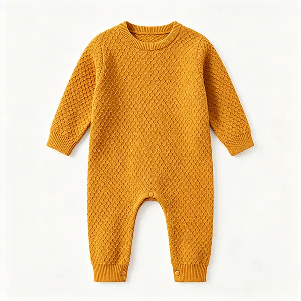 textured-knit-baby-romper-oem-manufacturer-yellow