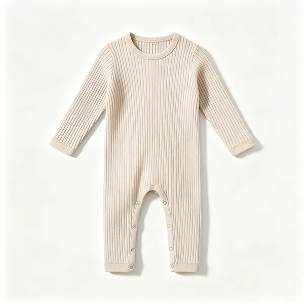 vertical-rib-knit-baby-romper-crotch-snap-closure-beige