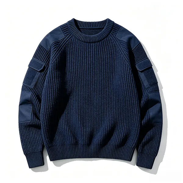 tactical commando military ribbed knit pullover blue