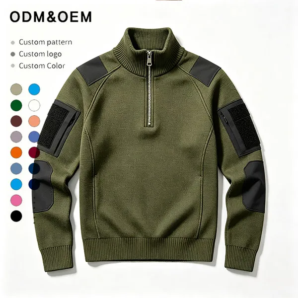 tactical half-zip commando sweater with utility pockets