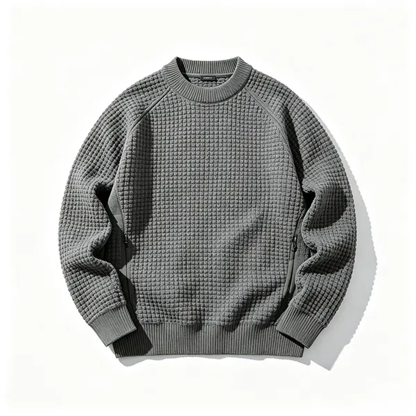 tactical waffle knit commando sweater side zip pullover grey