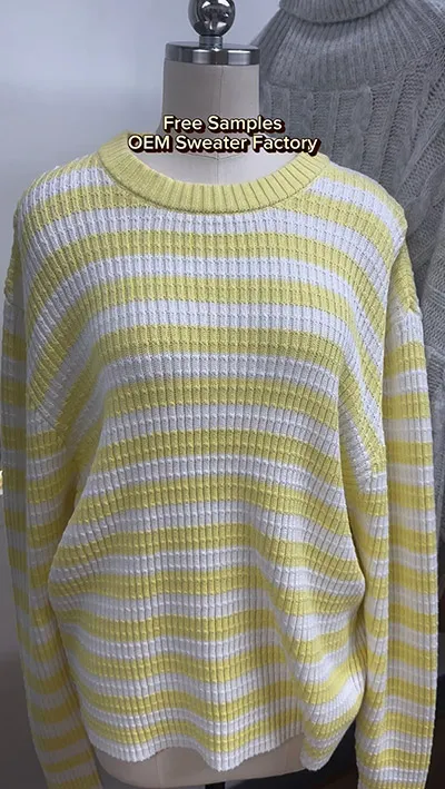 knitwear-manufacturer-yellow-and-white-striped-pullover