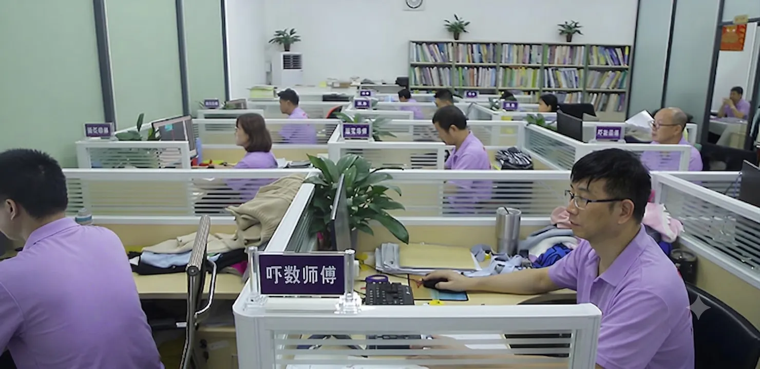 Our design and sales team working in  china  sweater manufacturer office