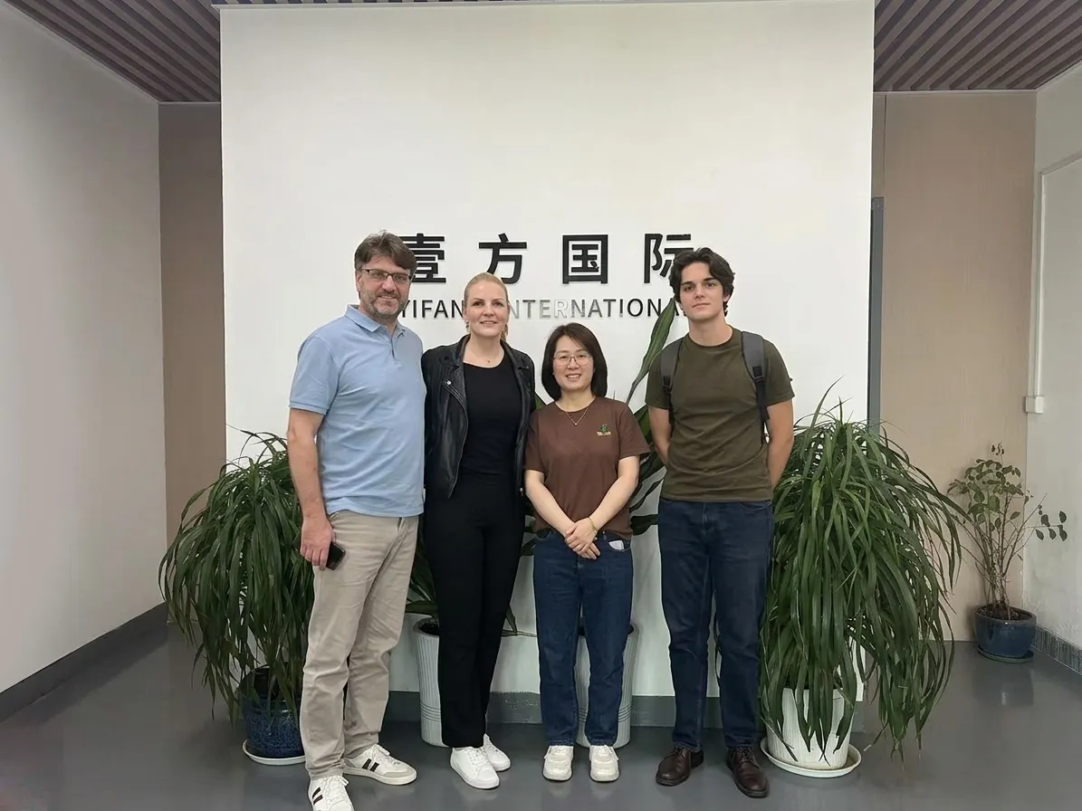 German knitwear buyers visiting Yifang International sweater manufacturing factory in Guangzhou China
