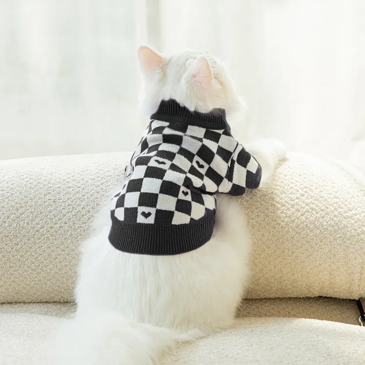 checkerboard heart pet sweater