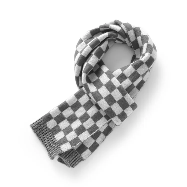 checkerboard knit winter scarf