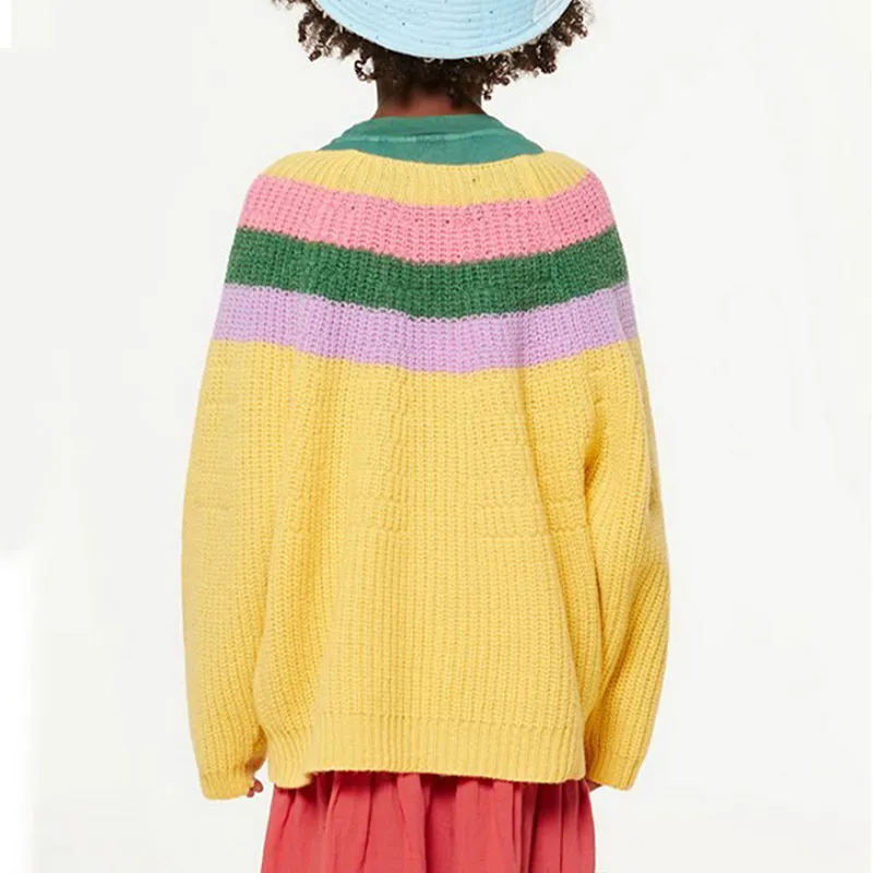kids chunky ribbed color block sweater