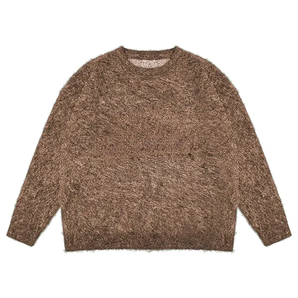 brushed mohair blend graphic sweater brown