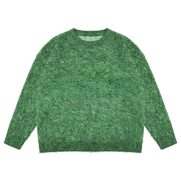 brushed mohair blend graphic sweater green