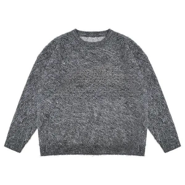 brushed mohair blend graphic sweater grey
