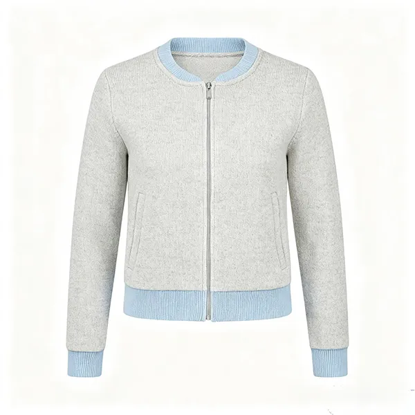 knitted full zip medical scrub jacket ribbed cuffs grey