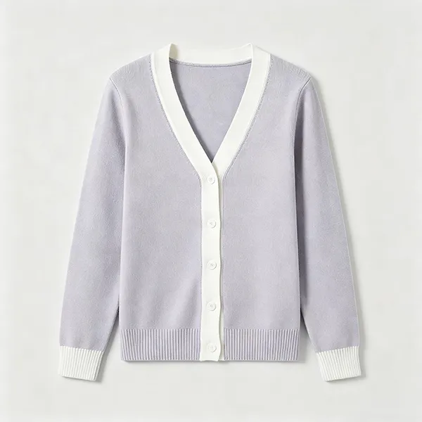 knitted v neck medical scrub cardigan with ribbed cuffs