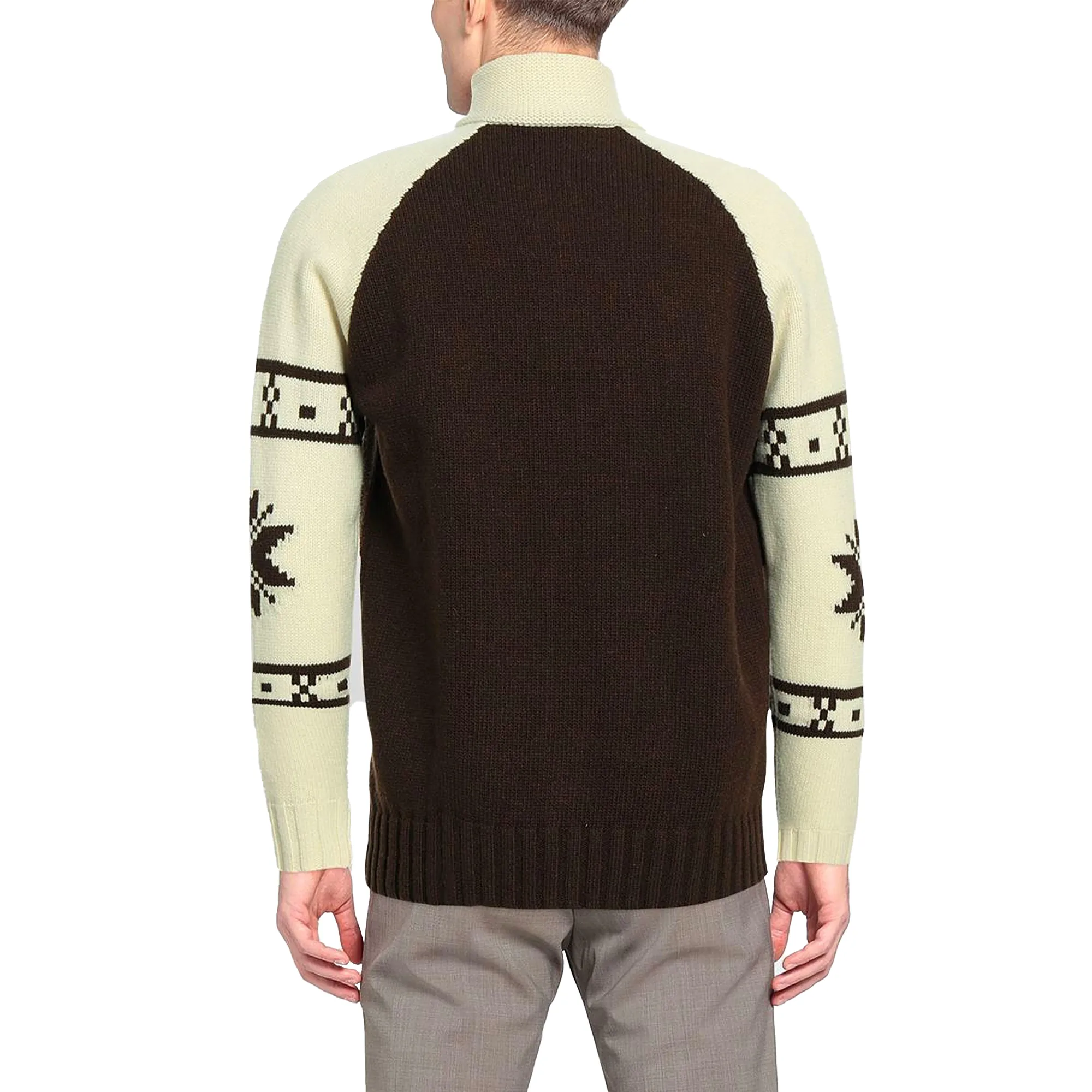varsity jacquard knit zip up jacket back