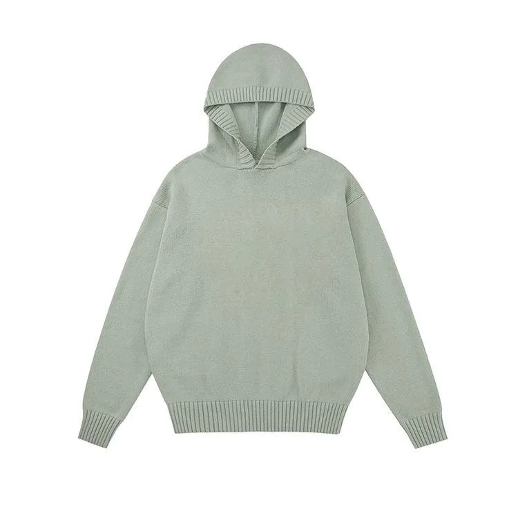 mens heavyweight 3d chenille letter knit hoodie green