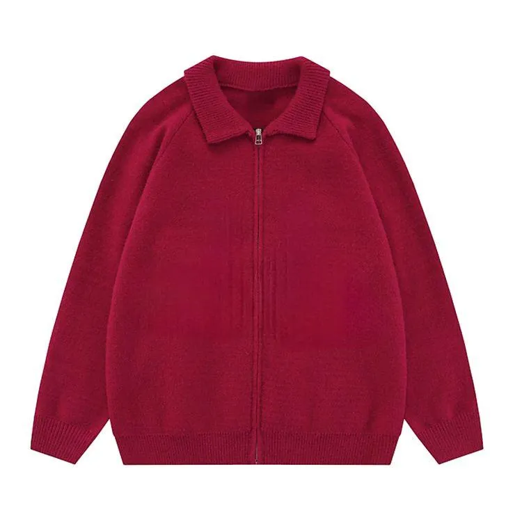 mens heavyweight cotton polo jacket red