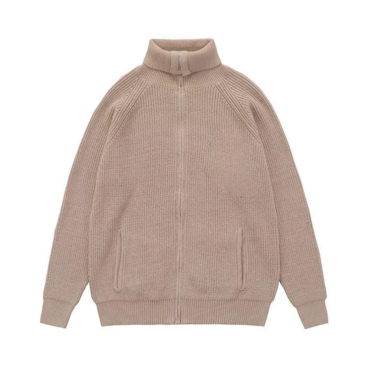 mens ribbed knit full zip jacket