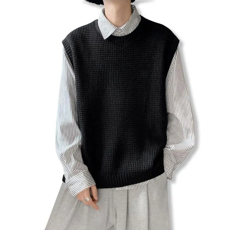 oversized waffle knit vest minimalist sweater