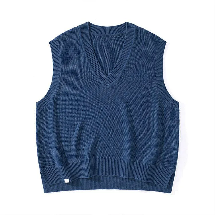v neck knit vest oversized boxy fit