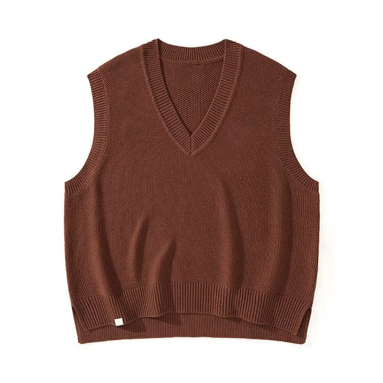 v neck knit vest oversized boxy fit red