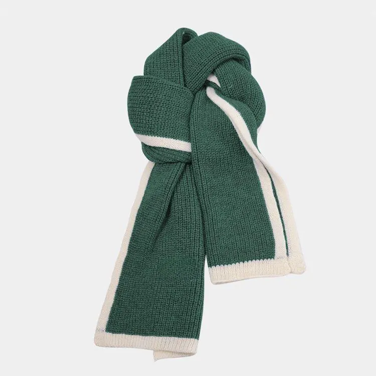 contrast trim ribbed knit scarf