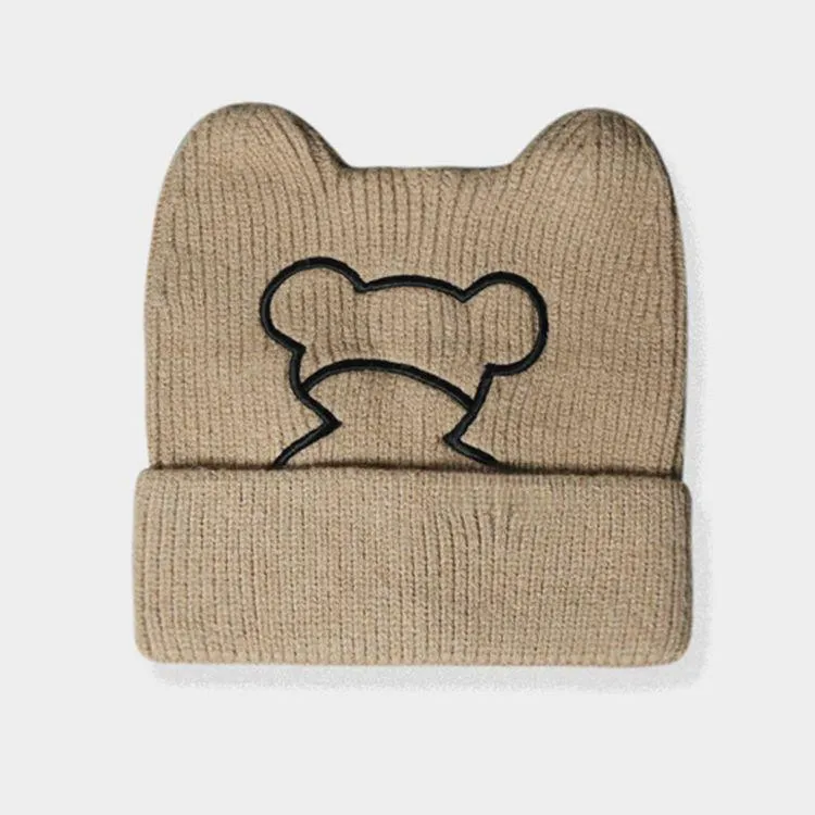 cute bear ear beanie hat brown
